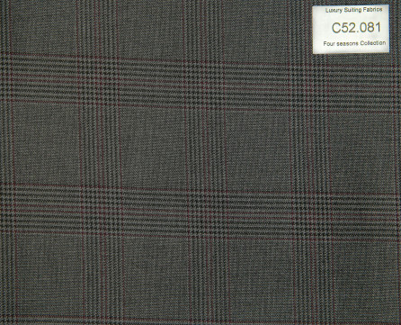 C52.081 Kevinlli Four Season Colletion - Vải 50% Wool - Xám đen Caro